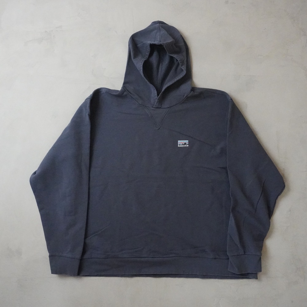 Patagonia Logo Patch Hoodie XXL Mens Navy Blue Pullover Sweatshirt V-Stitch